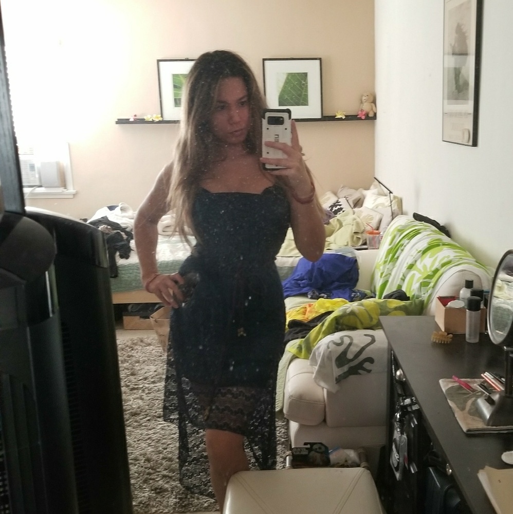 Navy Blue Boho Tube Dress - Picture 3 of 5